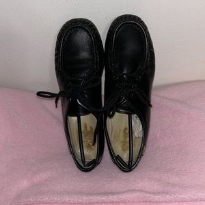 Black Covered SAS Shoes w/Shoelaces, 7 1/2, Genuine Leather